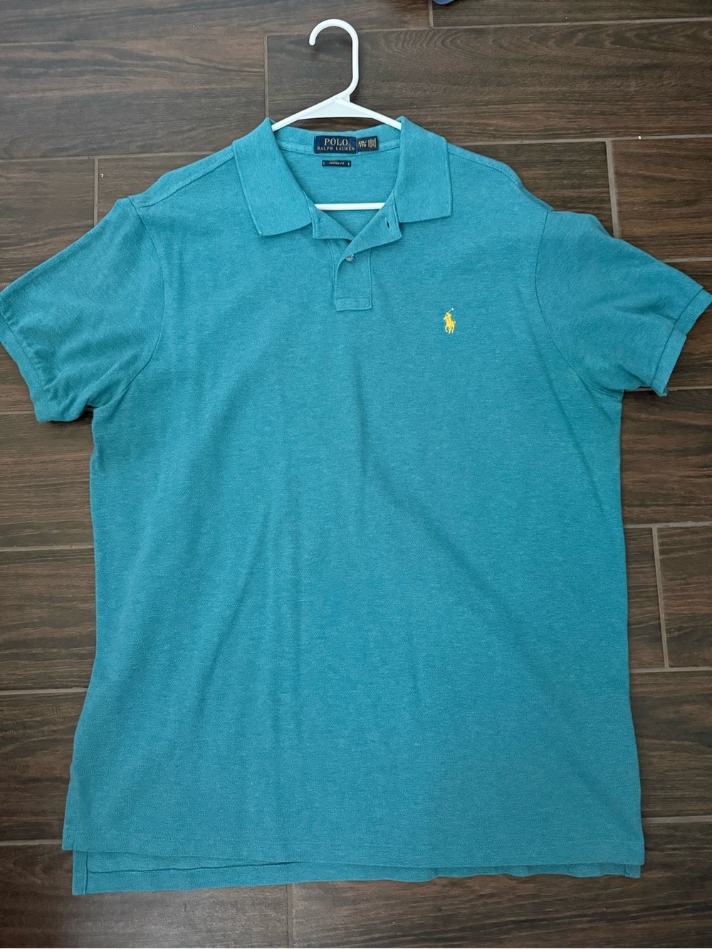 🐸Polo by Ralph Lauren Teal Green Short-Sleeve Polo with Yellow Pony